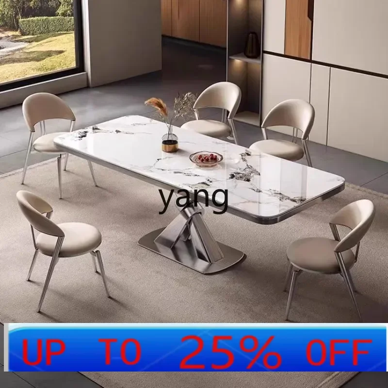 

LH rock slab dining table modern high-end villa home rectangular marble dining table