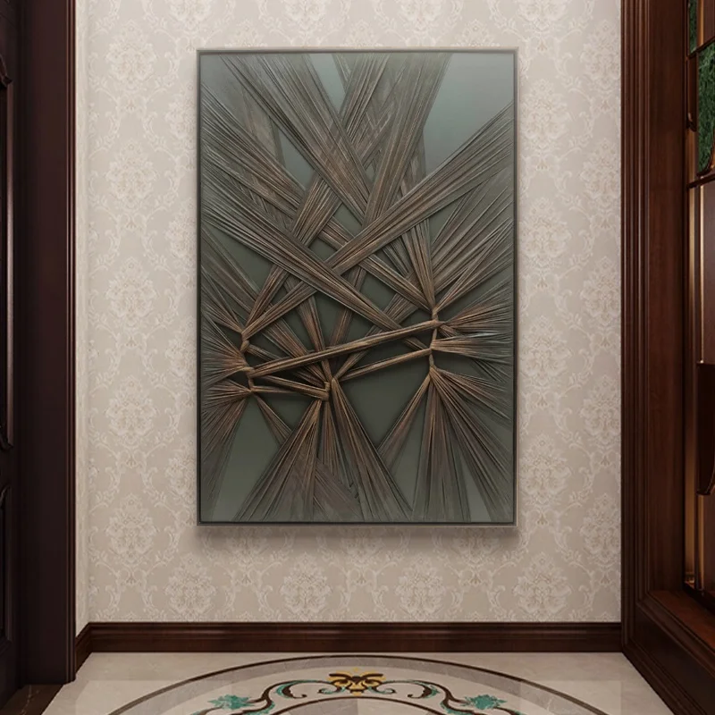 Creative Three-Dimensional Home Decoration Frame Handmade Fabric Mixed Media Artwork, 3D Waibi Xibi Style Fashion Wall Art
