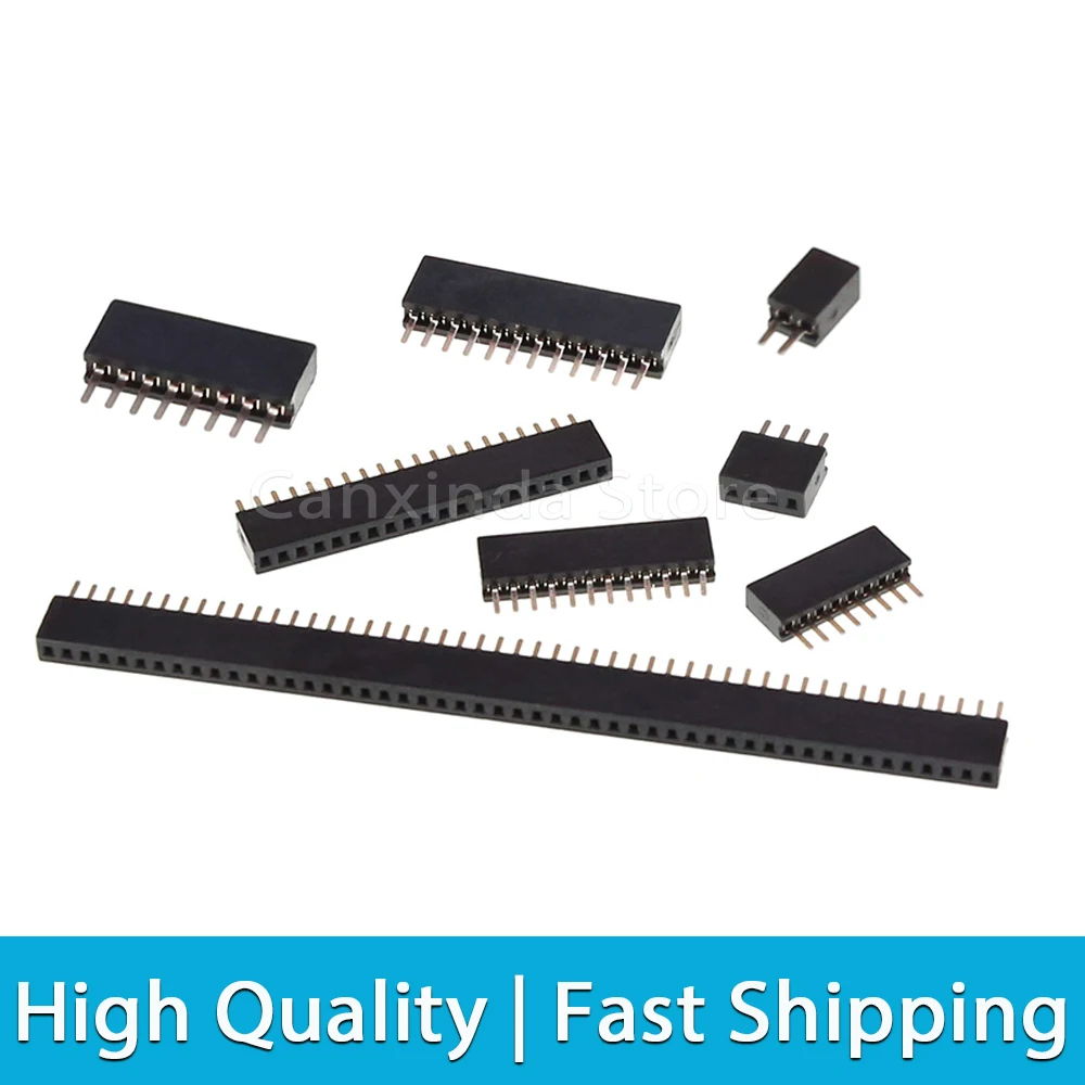 10pcs Pitch 1.27mm Single Row Female Pin Header Socket 1x2p 3p 4p 5p 6p 7p 8p 10p 12p 20p 50p 40p Pin PCB Board Connector