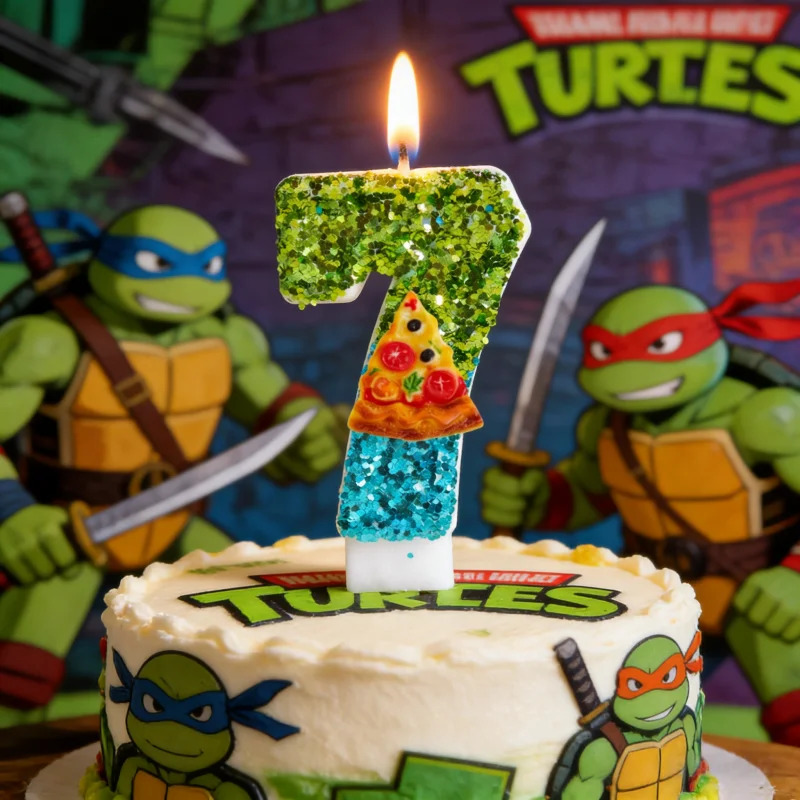TMNT Teenage Mutant Turtles Themen-Kerzen Nummer 0-9 Digitale Kinder-Geburtstagskerzen Tortendekoration Baby-Shower-Party Spielzeug Geschenke