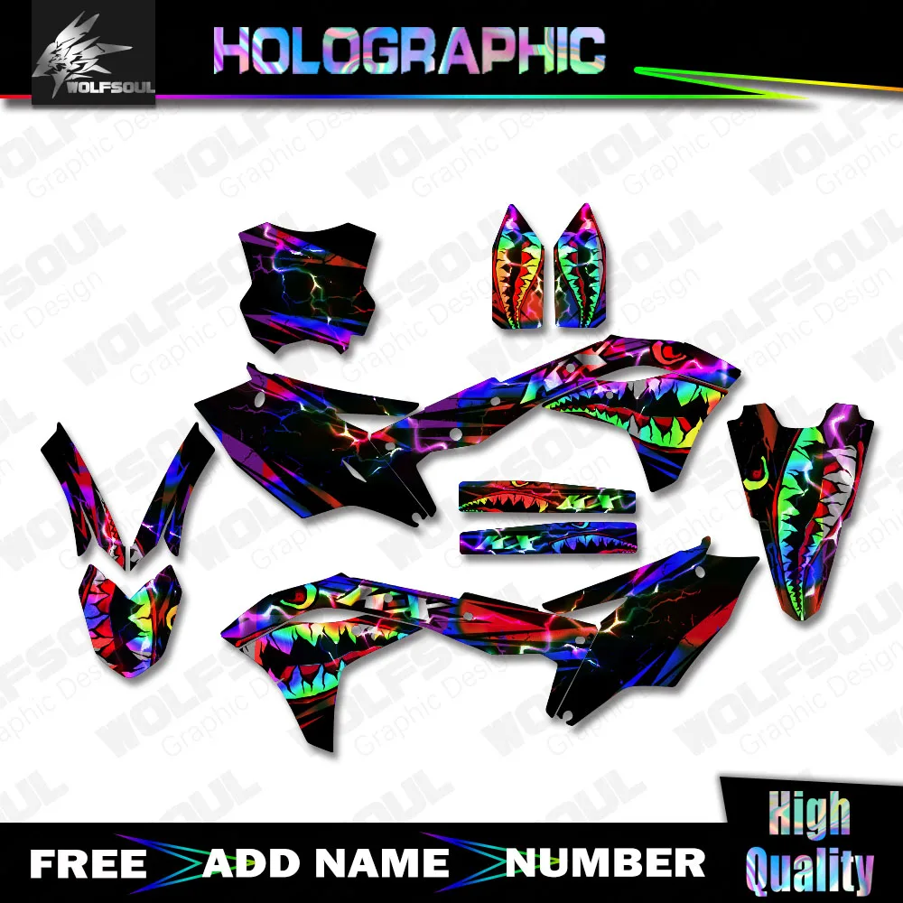 Motorcycle Holographic Background Decals Graphics Sticker Kits For Kawasaki KXF 250 KX 250F 2017 2018 2019 2020 Customize