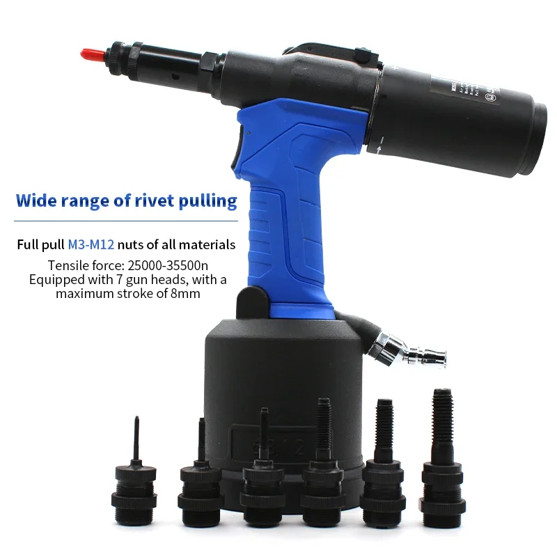 Lightweight Pneumatic Riveter Fully Automatic Rivet Nut Gun M3 to M12 Air Hydraulic Industrial Riveting Tool Upgraded RL-6312