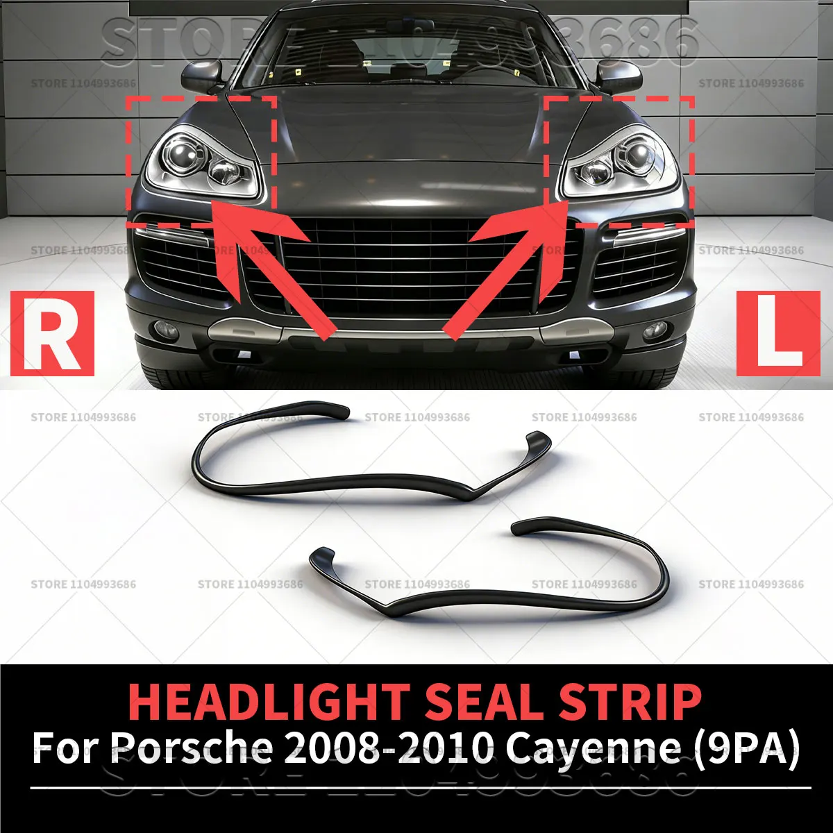 

For Porsche 2008 2009 2010 Cayenne (957 9PA) Headlight Rubber Sealing Strip Trim Lampshade Washer Seal Strip Gasket