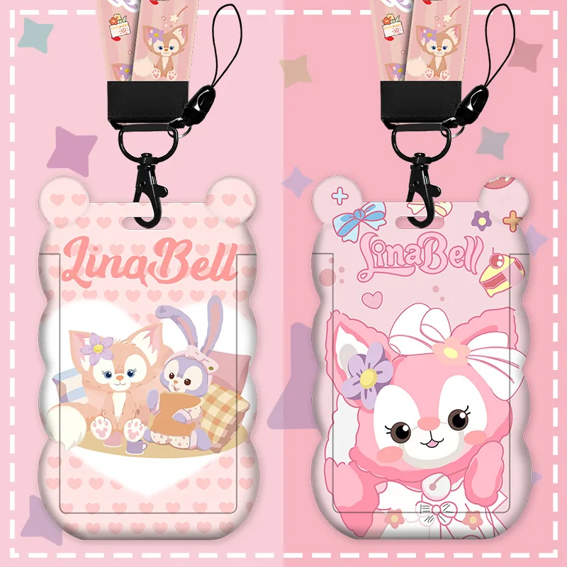 

Kawaii Disney Lina Belle Card Holder Cute Creative Access Card Set with Long Rope Hanging Neck Student Card Set