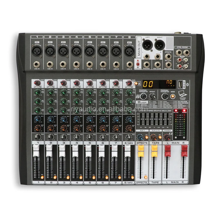 MX99-8i Mixer audio professionale Console di missaggio a 8 canali da utilizzare per DJ Stage