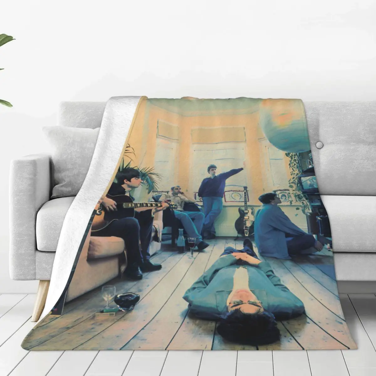 Definitely Maybe Artwork Rock Band Albums Blanket O-Oasis Flannel Funny Warm Throw Blankets for Home Restaurant All Season