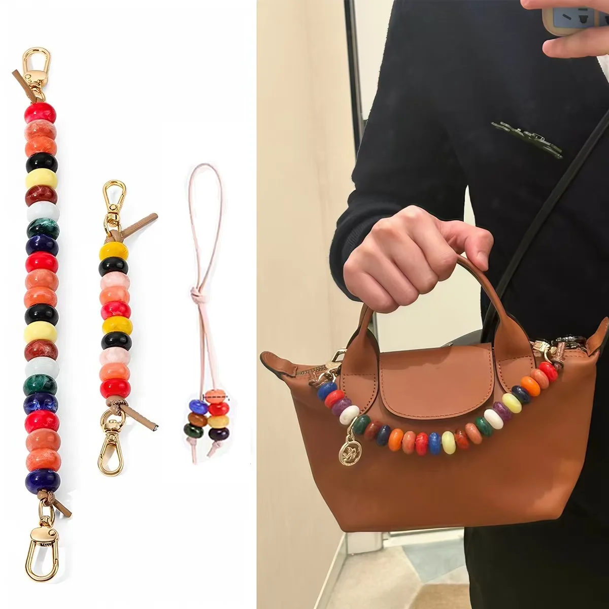 Beaded Decorative Chain For Longchamp Mini Bags Into Colorful Handheld Non Destructive Modification Shoulder Straps