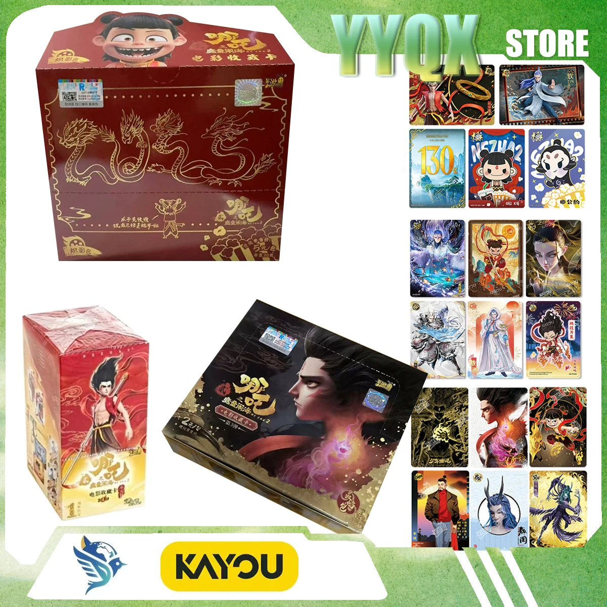 KAYOU 2026 New Ne Zha 2 Collection Card Toy Movie Cartoon Periphery Surprise Like Boy Gift Animation Ornament Toy Collectibles