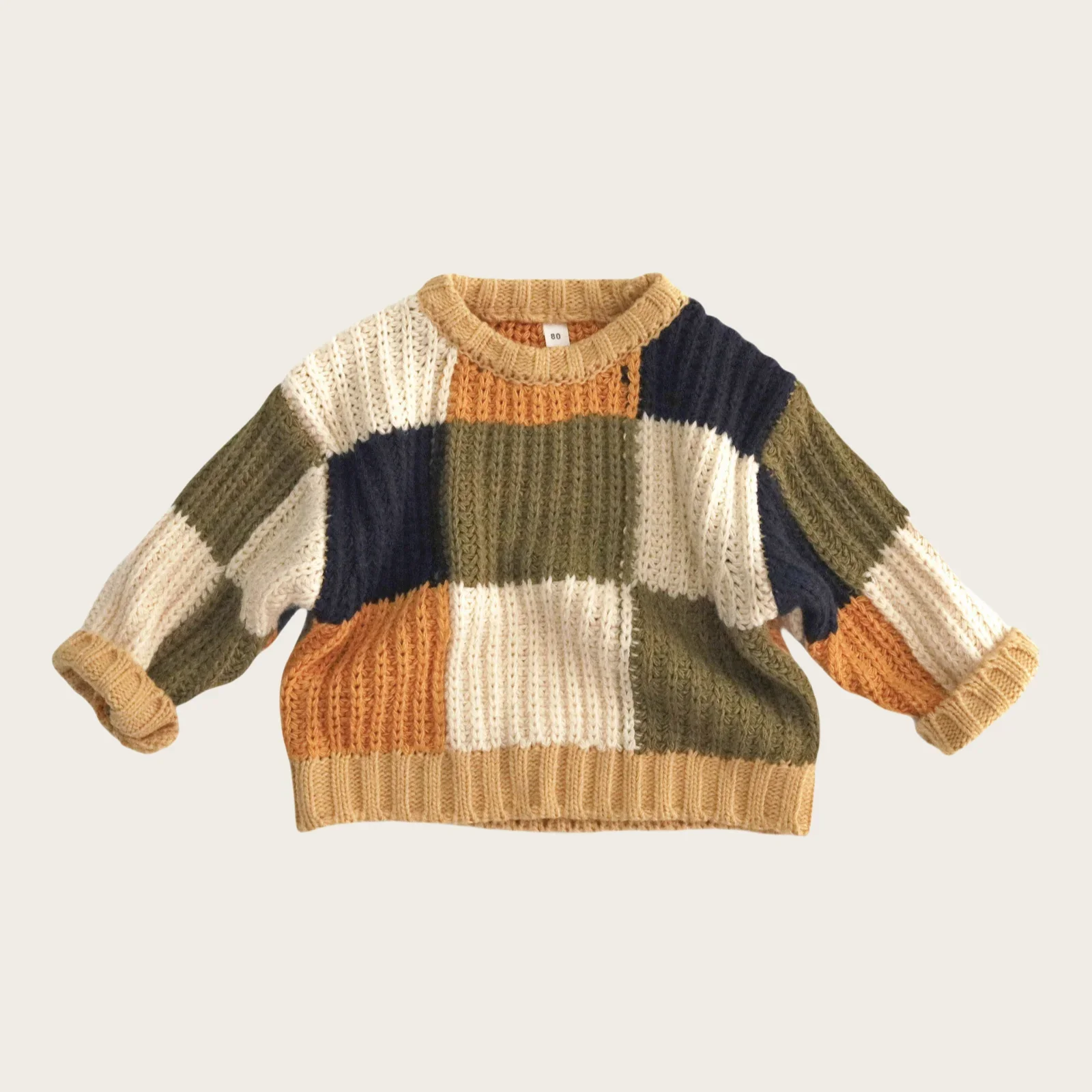 

Toddler Kids Girls Boys Sweater 1-6Y Baby Autumn Clothes Cotton Knit Color Block Patchwork Sweater Casual Winter Top Pullover