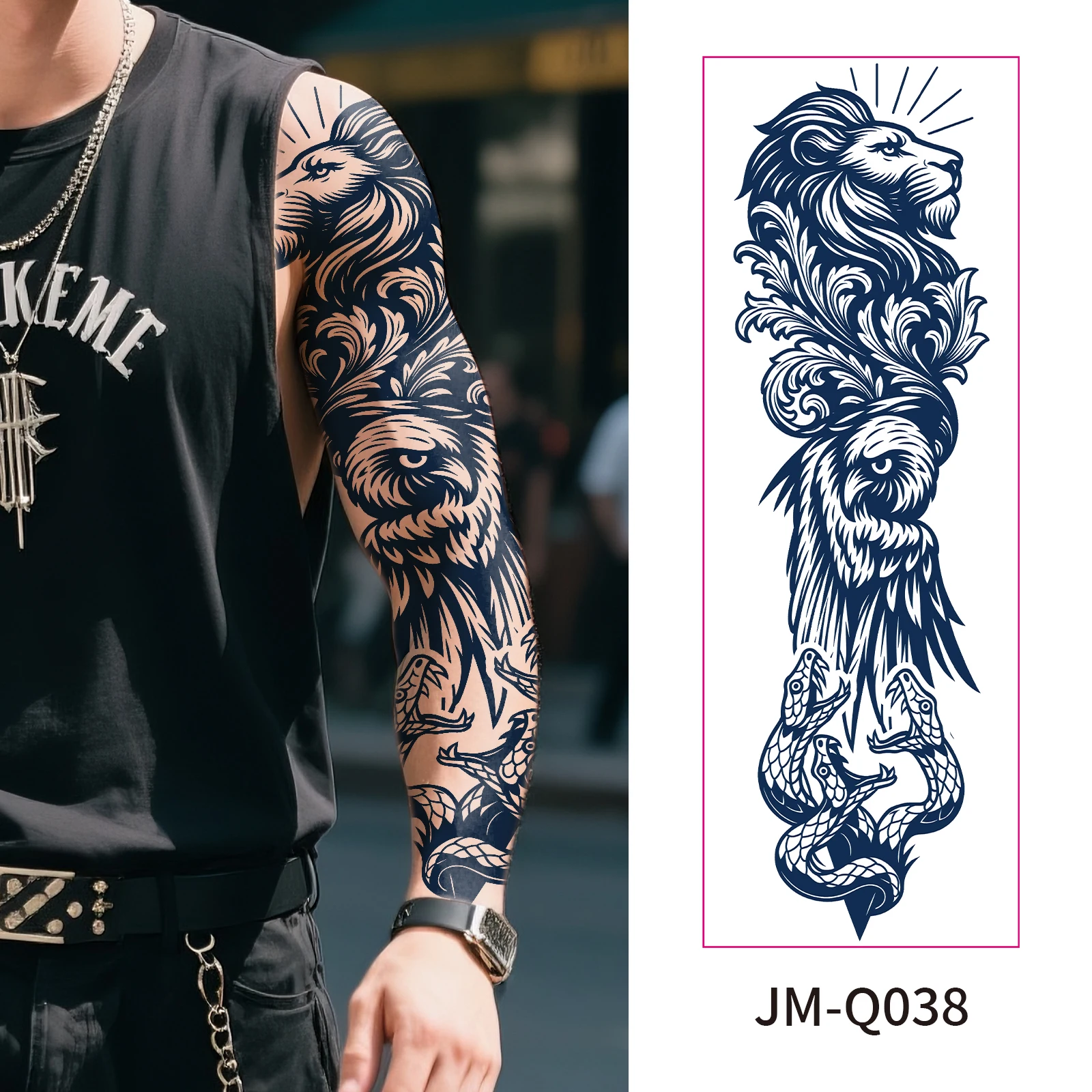 Water Transfer Semi Permanent Tattoo Herbal Juice Full Arm Matte Long Lasting 2 Weeks Tattoo Sticker Beach