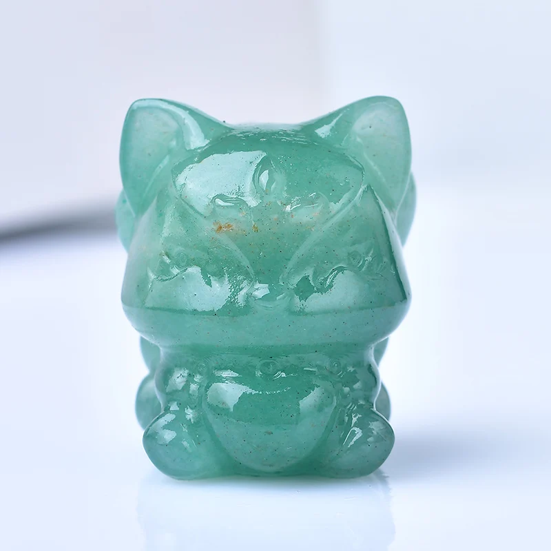 1PC Natural Crystal Nine-tailed Fox  Gemstone Animal Carving Crafts Rose Quartz Cartoon Made Ornaments Collection Healthy Toys