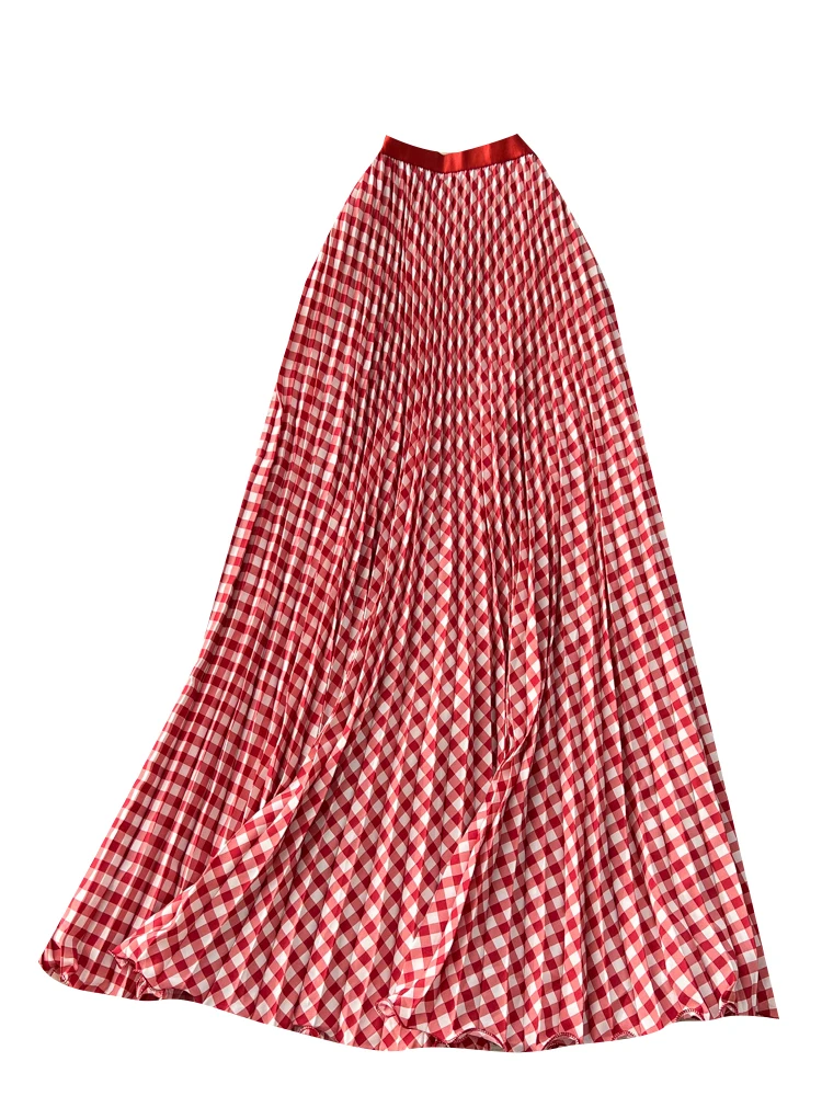 2025年新作 チェック柄 パッチワーク Aラインスカート レディース ハイウエスト 細見え ガウン 通勤 チェック柄スカート 韓国風 スタイリッシュ 通勤