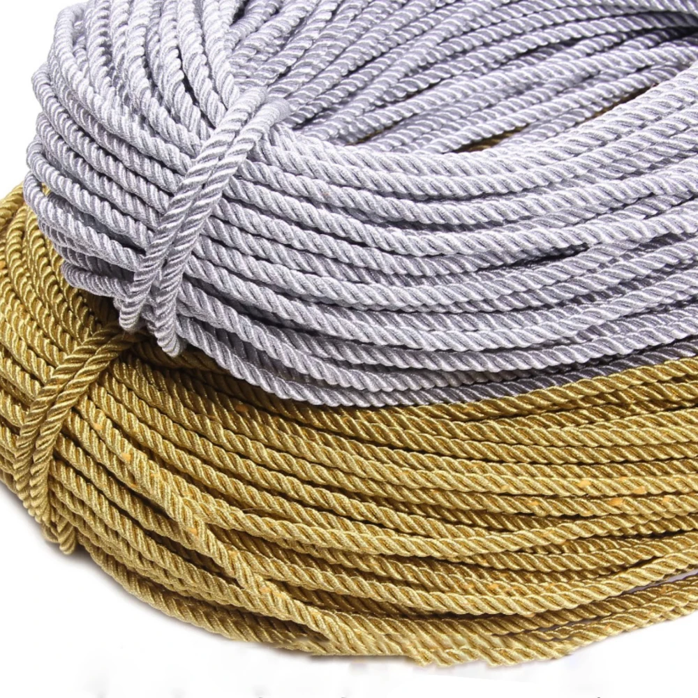 5 Meters Gold/Silver Color 2/3/4/5/6mm Braided Rope DIY Accessories For The Production Of Hand-Held Cords For Gift Boxes