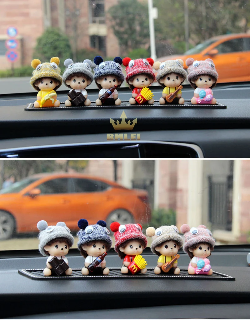 2022 Car Accessories Cute Cartoon Figure Figurines Balloon Ornament Auto Interior Dashboard for Girls Gifts