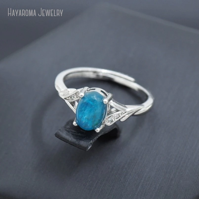 

2Pcs Wholesale Silver Color Semi-precious Stone Apatite Cubic Zirconia Invisible Setting Geometric Oval Ring RM51354