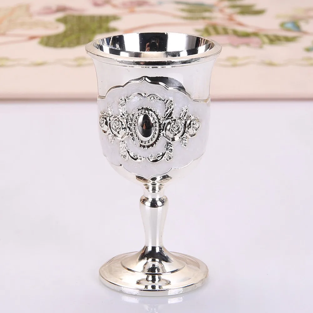 Retro 30ML Small Beverage Wine Cup Handmade Alloy Style Tall Legs Smooth Mouth and Stable Base for Home Bar Use