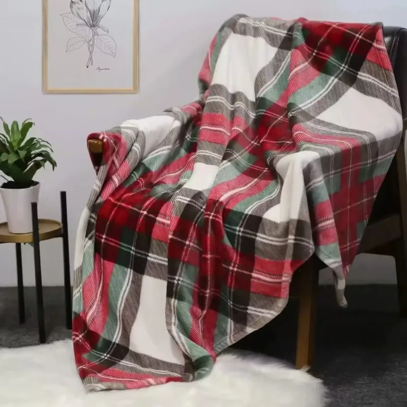 Throw Blanket Classic Red Green Buffalo Plaid Tartan Checked Pattern Cozy Bed Couch Blankets Christmas Holiday Gift Blanket