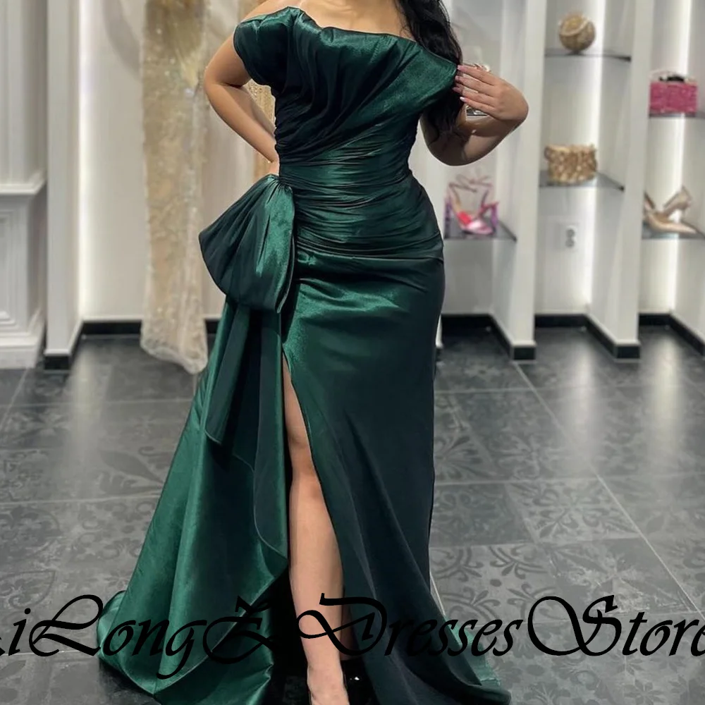 CustomizedStrapless Straight Pleats Sleeveless Floor Length Sweep Train Solid Color Dresses For Formal Occasions Bespoke Occasio