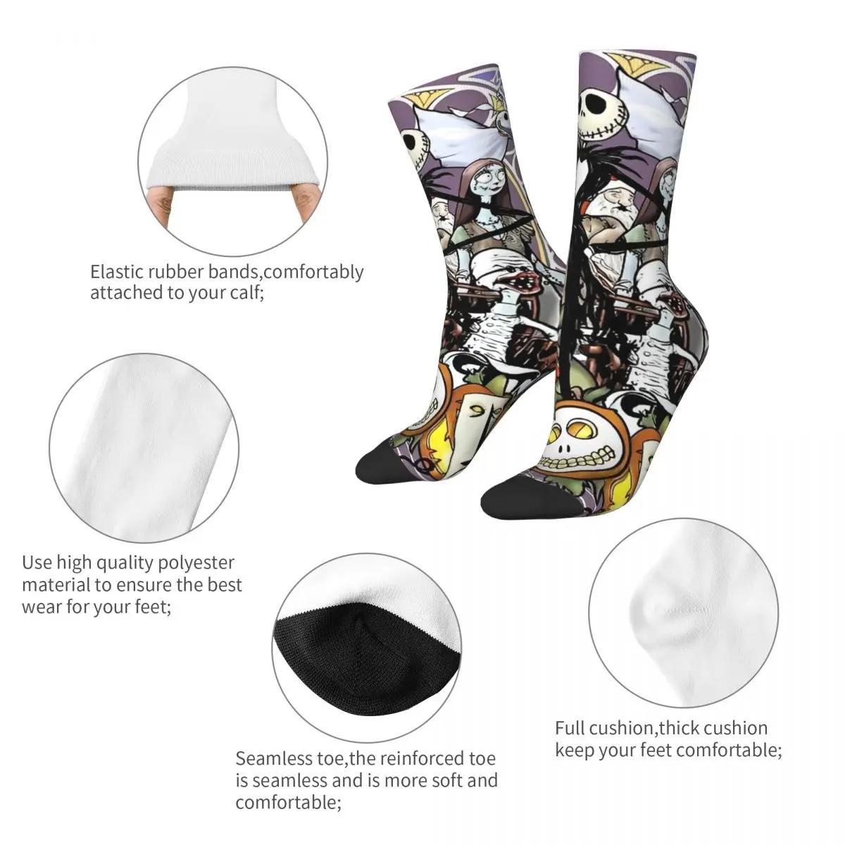 The Nightmare Before Christmas Winter Warm Colorful Women MenSocks Jack Cartoon Halloween Non-slip Soccer Socks