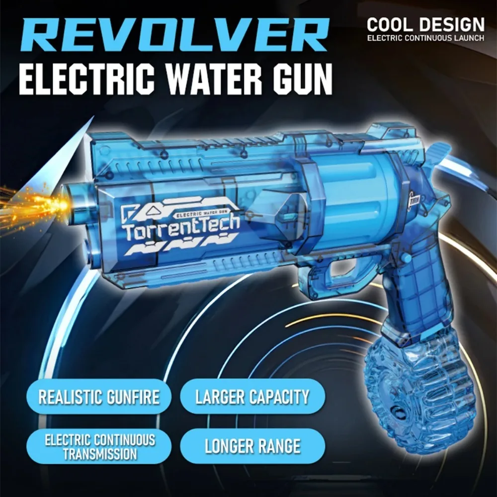 

High Capacity Electric Water Guns with LED Muzzle Flash Summer Outdoor Beach Pool Garden Water Fight Games Toy for Kids Gift