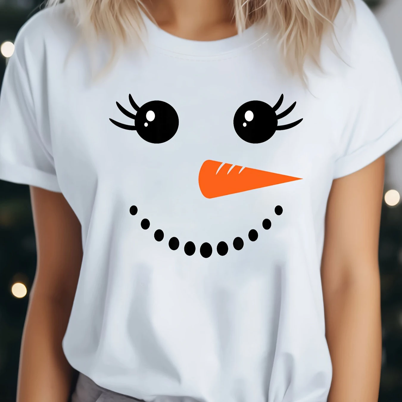 

3D Cartoon Snowman Printed Women's T-shirt Funny Christmas New Year Element Short Sleeve Top Street Daily Fashion Female Clothes