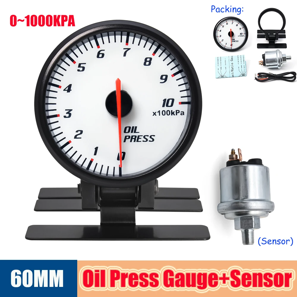

Automotive Digital LED Fuel Pressure Gauge + Oil Press Sensor 1/8NPT 0~1000KPA Meter Oil Pressure Pointer Clock Fit For 12V Cars