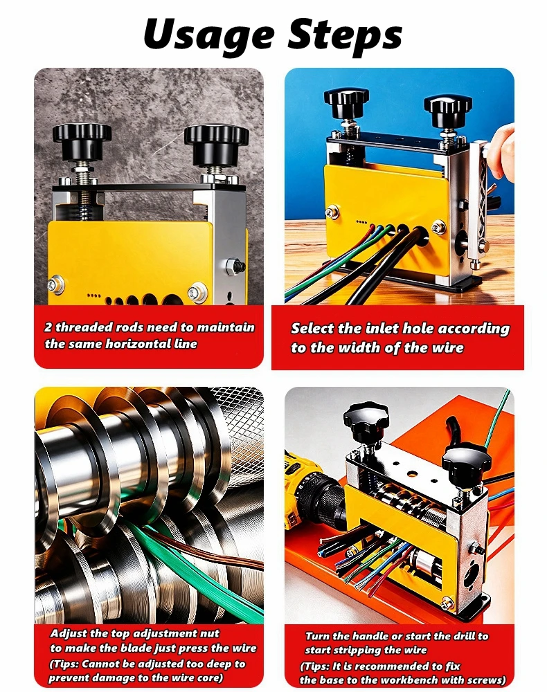 3-17mm Drahtabisoliermaschine, Drahtabisolierwerkzeug, 6 Kanäle, 5 Klingen, Schrottdraht-Abisoliermaschine für effizientes Kabelabisolieren – Detail 11