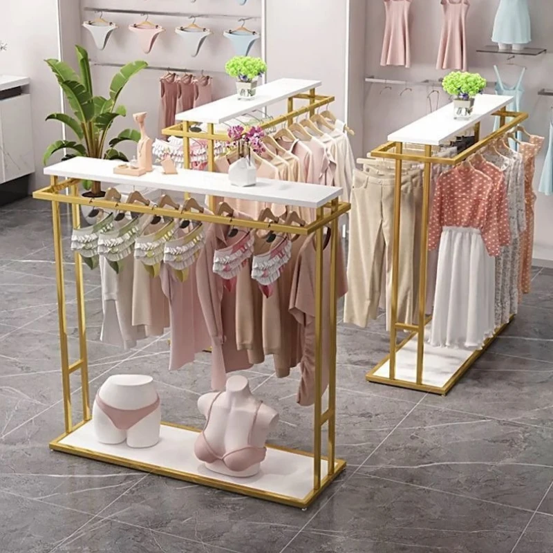 Floor-to-ceiling vertical clothing store display rack, simple men's and women's drying rack in shopping malls