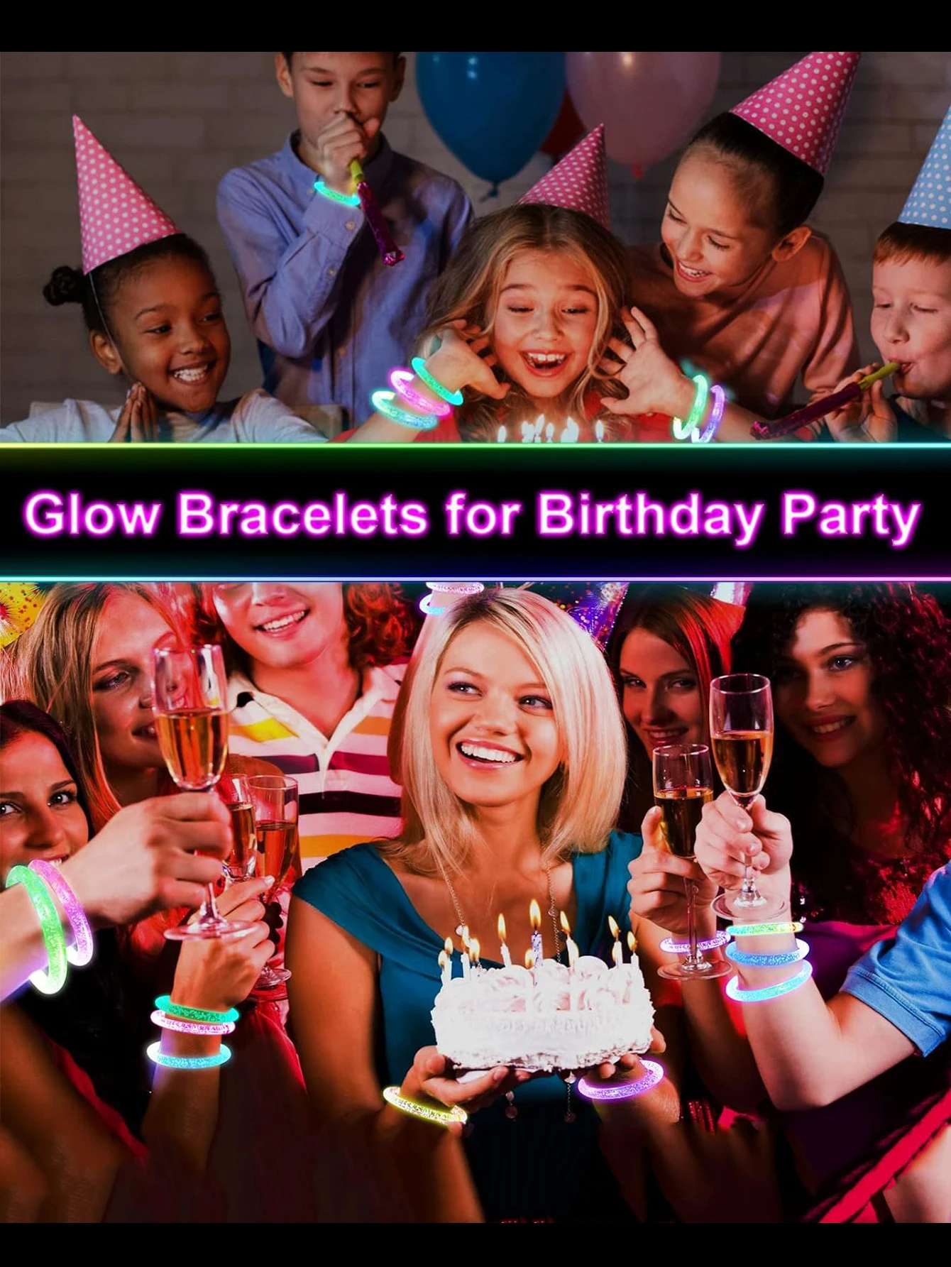 40 قطعة من أساور الحفلات الملونة LED، لوازم الحفلات المضيئة لحفلات الزفاف وأعياد الميلاد وحفلات أعياد الميلاد والكرنفالات للعام الجديد