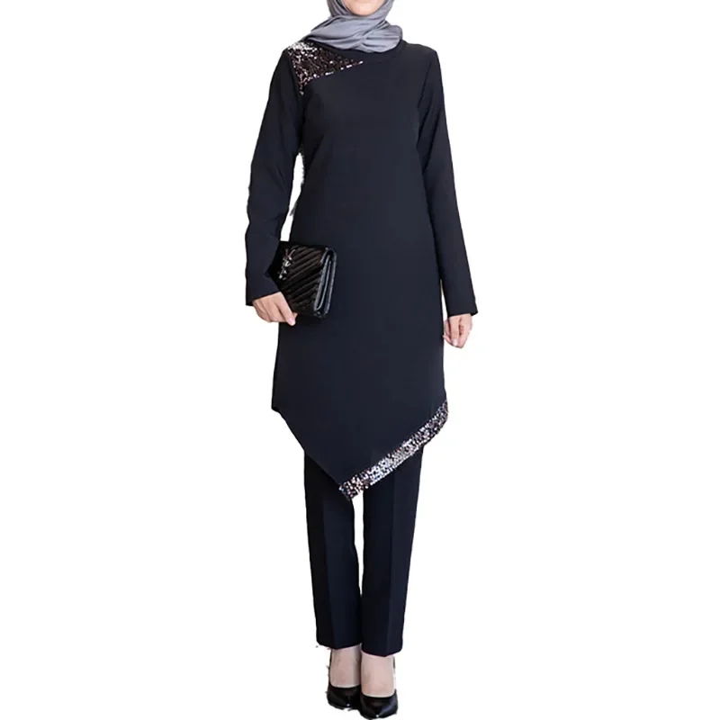 Aid two piece Muslim sets abaya women musulman ensembles Turkey hijab dress caftan Moroccan kaftan Islam clothing abayas suits