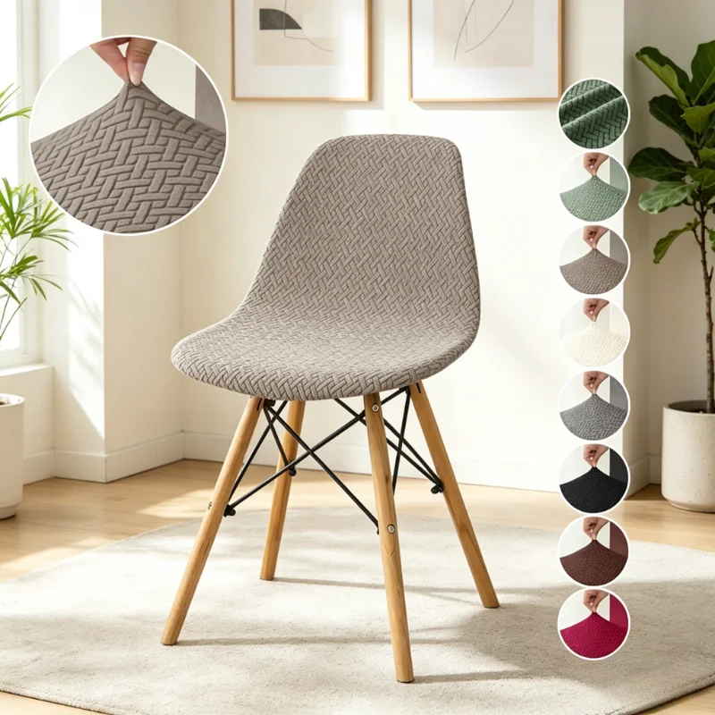 1/2/4/6PCs Jacqaurd Shell Chair Cover Stretch Dining Chair Slipcovers Solid Elastic Armless Seat Case Wedding Hotel Banquet
