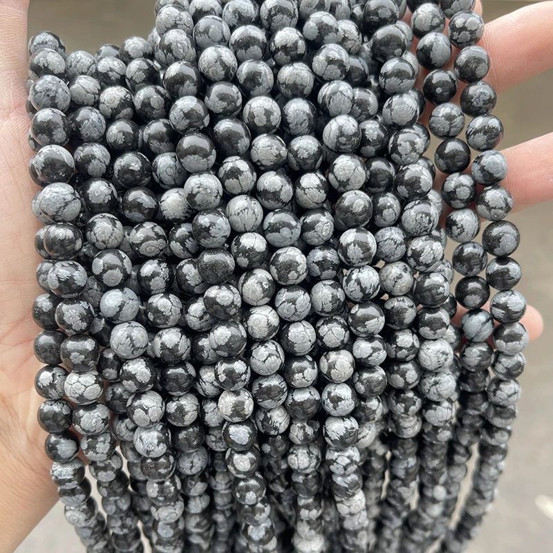 4 6 8 10mm Natural Snowflake Obsidian Stone Beads Round Loose Beads For Jewelry Making Diy Bracelet Necklace Accessory 15