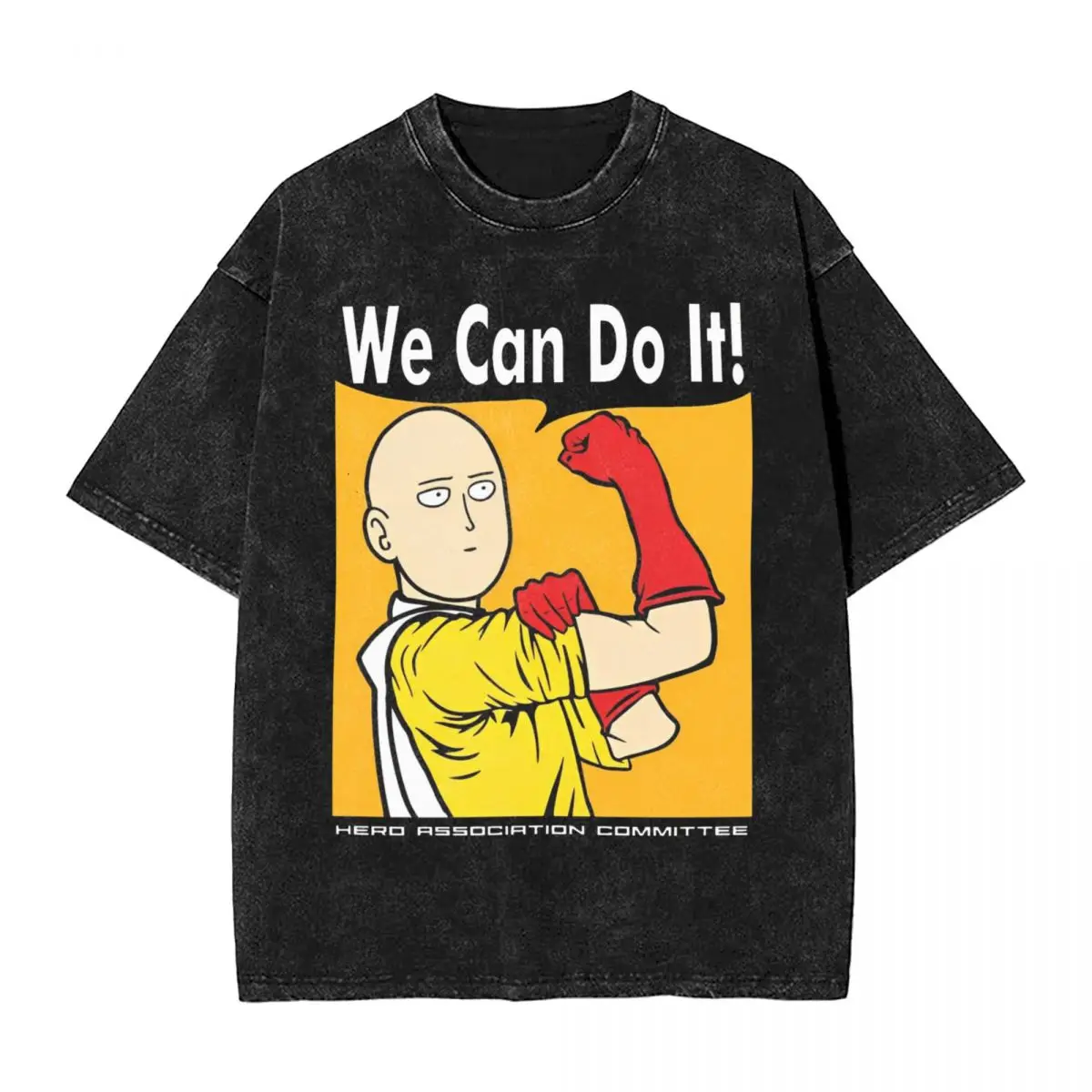 Anime One Punch Man Saitama Genos Gym Graphic T Shirt Men Vintage Washed Tshirts Manga Oversized T-shirt Harajuku Male Tops