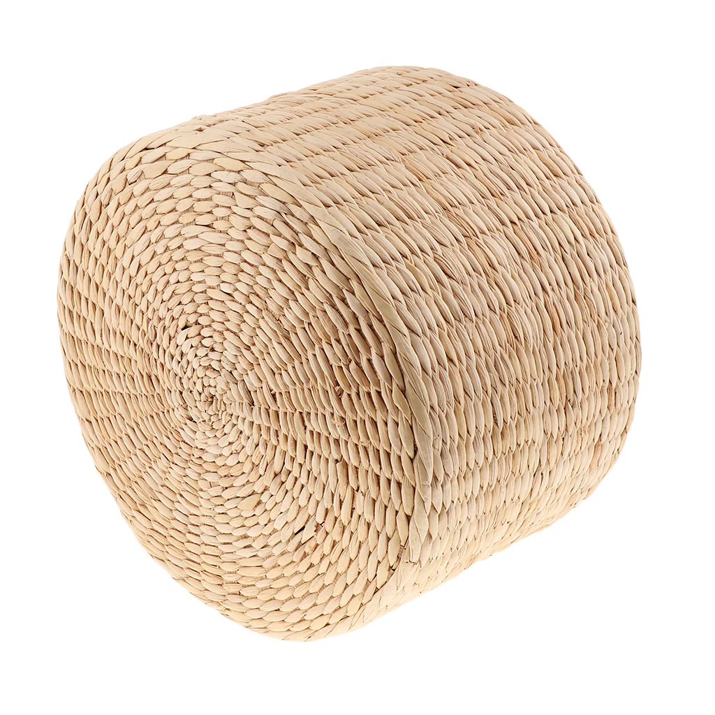 Natural Straw Round Pouf Tatami Sitting Cushion Floor Mat Pouf Pure Hand Woven Living Room Worship Meditation Cushion Floor Seat