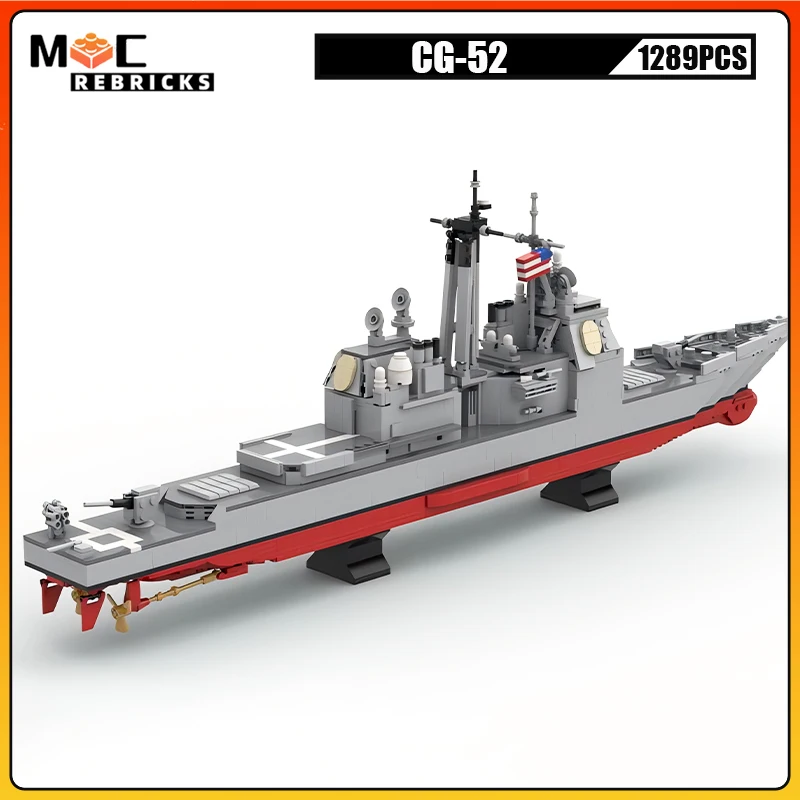 High-tech Air Force Main Battleship CG-52 Military Missile Cruiser MOC Building Blocks Warship Model Kid's Bricks Toys DIY Gifts