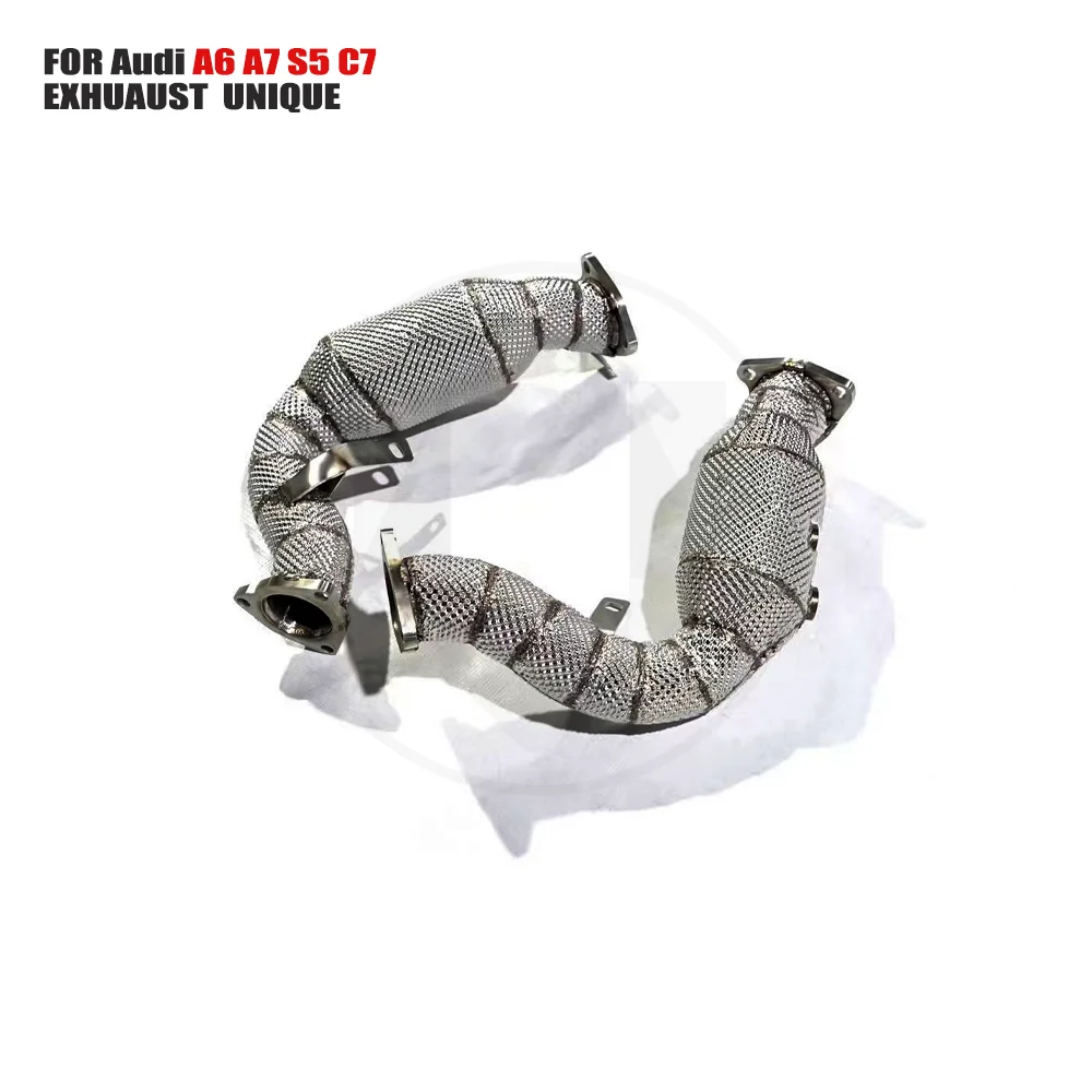 

UNIQUE Car Accessories Exhaust Downpipe High Flow Performance for Audi A6 A7 S5 C7 3.0T With OPF Catalytic Converter