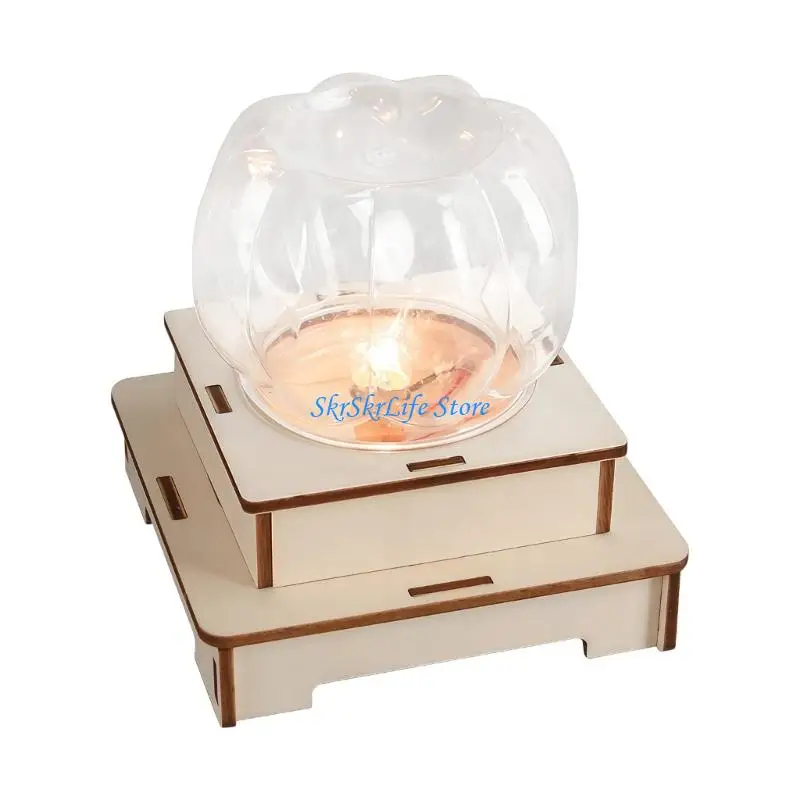 E65E Fun Wooden Pumpkin Night Light Craft Set For Children Hands on Learning Includes LED Light Disjunctor and Instructions