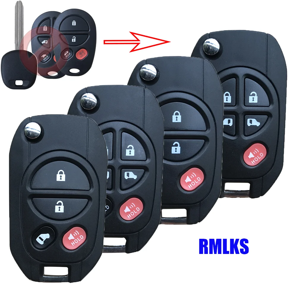 

Replacement Remote Car Key Shell Modified Flip 3 4 5 6 Buttns Fob TOY43 Case For Toyota Tacoma HIGHLANDER SEQUOIA Sienna Tundra