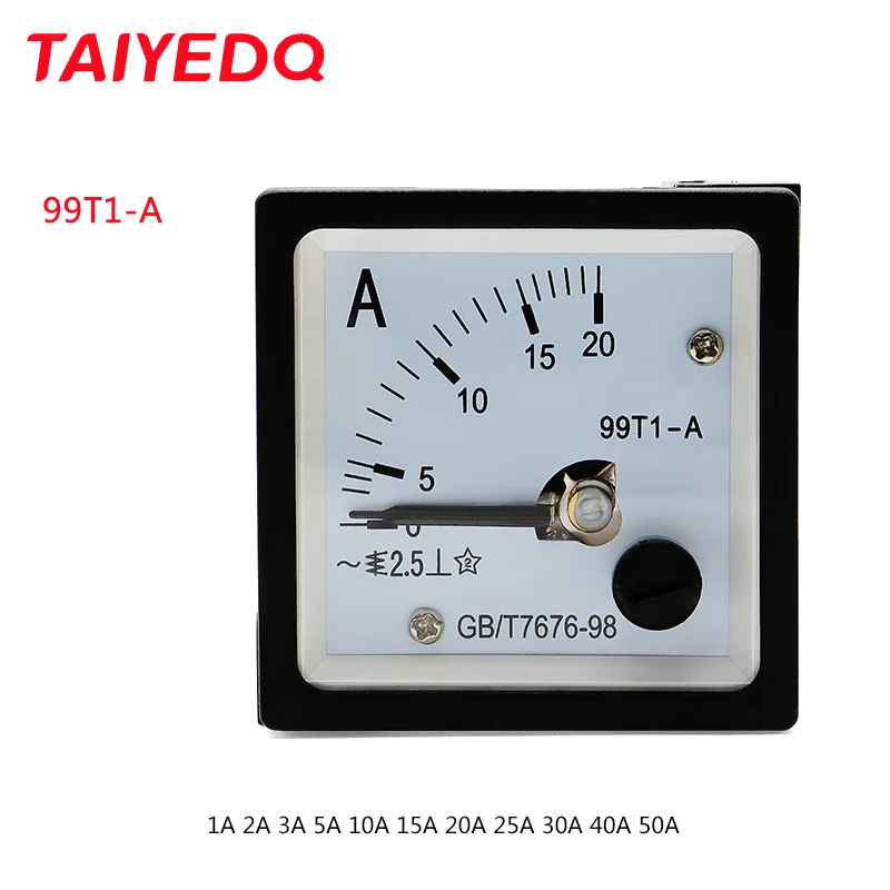 99T1 Mutual Inductor Type AC Pointer Ammeter 1A 2A 3A 5A 10A 20A 25A 30A 40A 50A Current Meter