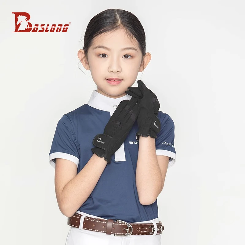 Rękawiczki jeździeckie dla dzieci Baslong przez cały rok Antypoślizgowe, odporne na zużycie sprzęt jeździecki dla dzieci Rękawiczki rycerskie Uprząż