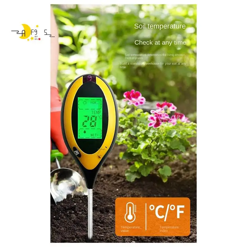 

AF95-4 In 1 Soil PH Meter Moisture/Temp/Soil PH Tester Sunlight Intensity Meter For Gardening Plants Farming With Backli