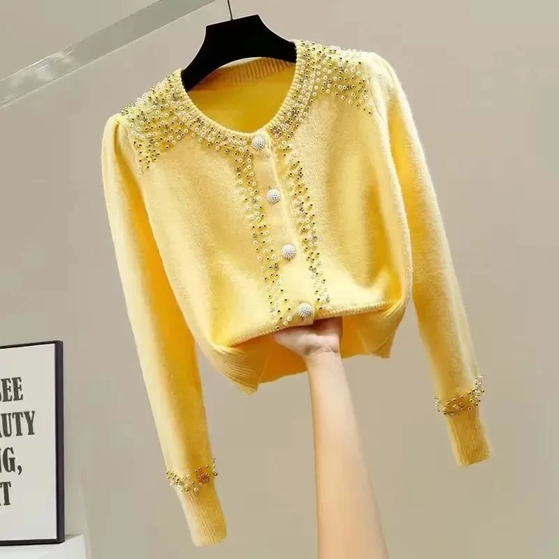 Women\'s Sweater 2023 New Autumn Winter Cardigan Long Sleeve Single Breasted Contrast Color Button Soft Warm Knitted Sweaters