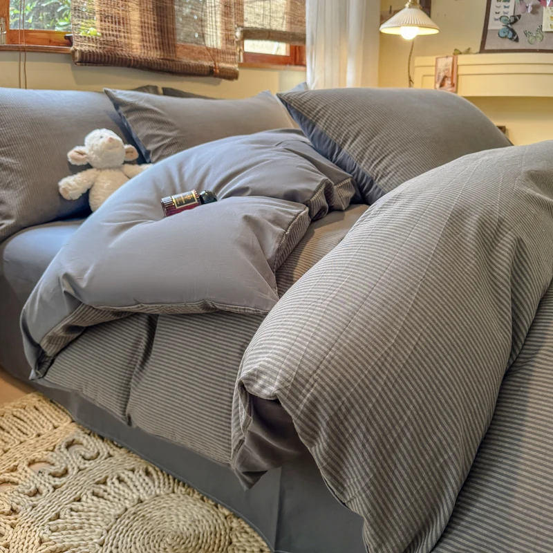 100% Cotton Bedding Set Duvet Cover Set 1 Duvet Cover & 2 Pillow Case Comfort Breathable Twin Full Single Double King 240x220
