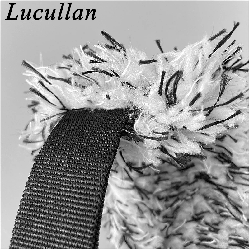 Lucullan Black Belt Rim Wheel Corner Scrubbing Towel Double Side Long Band Cleaning Pad