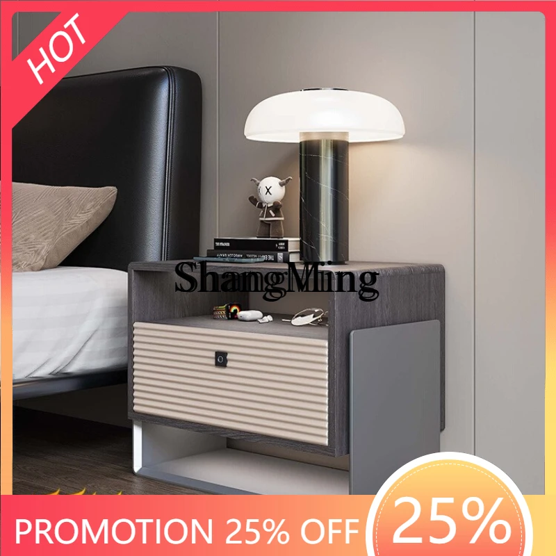 

SM new minimalist smart bedside table new bedroom small apartment light luxury high-end simple bedside table