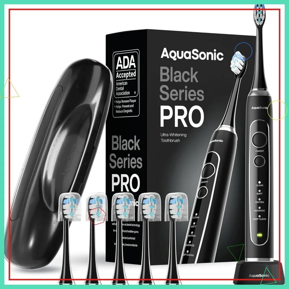 

Ultra-Whitening Electric Toothbrush with 5 Modes, Smart Timers, Travel Case & 6 Brush Heads