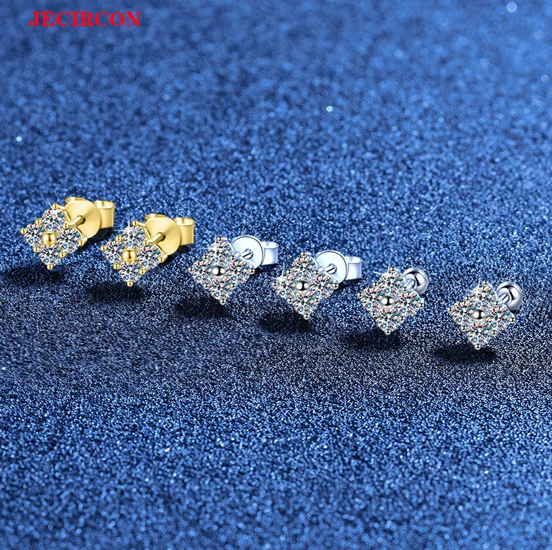 

Серьги-гвоздики JECIRCON из стерлингового серебра S925 с муассанитом, корейские японские минималистичные милые нежные украшения для ушей, повседневные универсальные