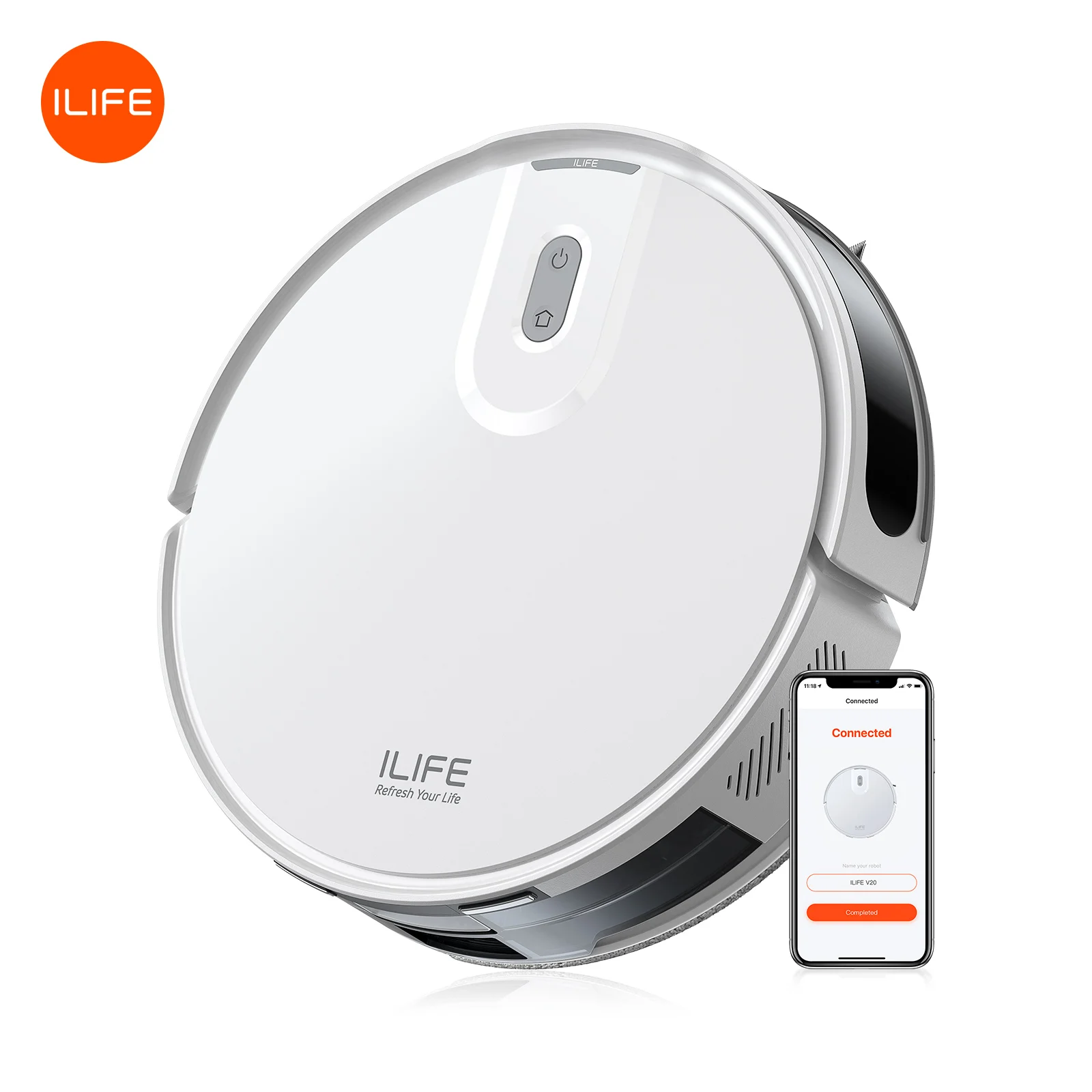 Robot Aspirapolvere ILIFE V20, Aspirazione 5000Pa, Navigazione Intelligente SOF LiDAR, Controllo APP, Pulizia Personalizzabile, Ricarica Automatica