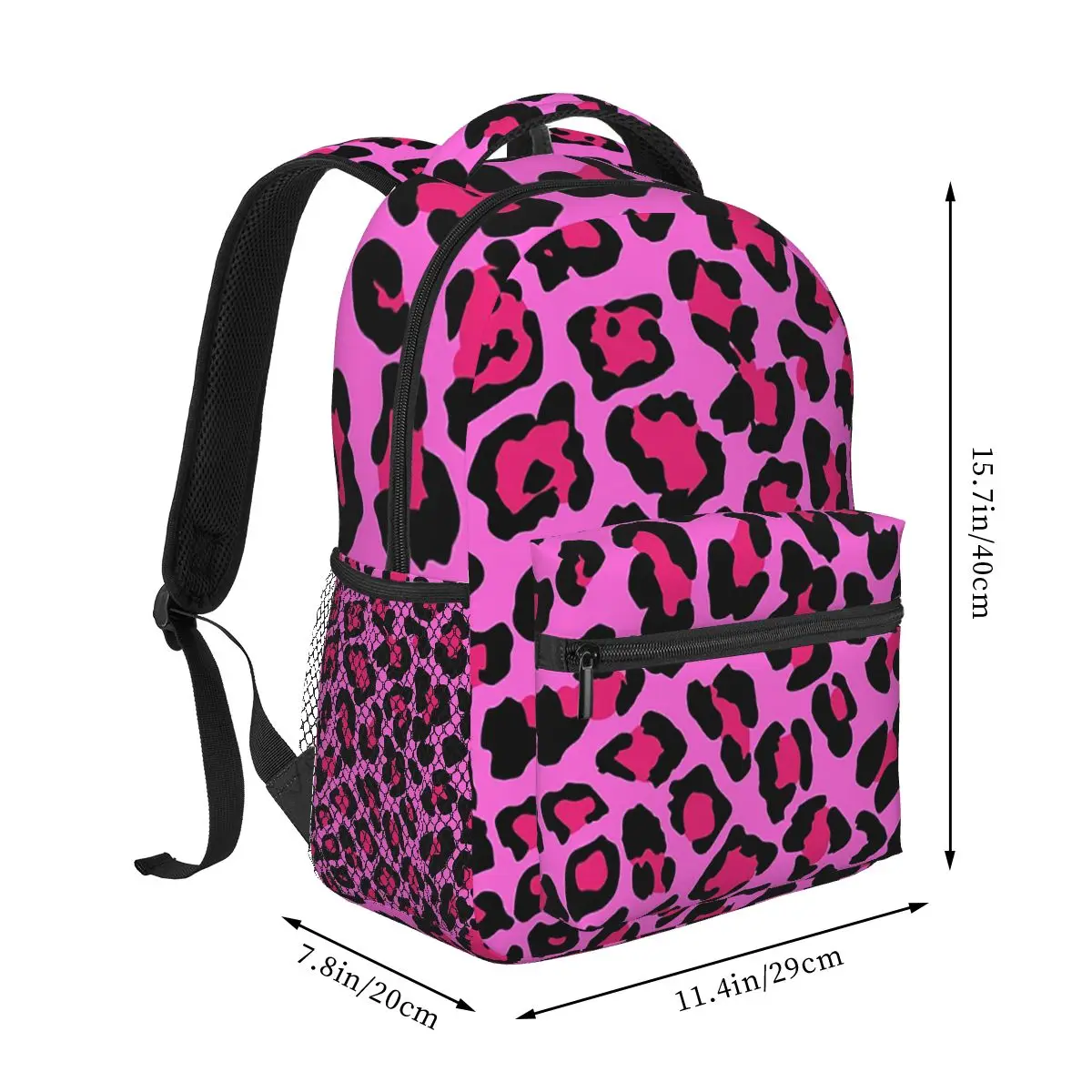 Neon Pink Leopard Print Cheetah Pattern Backpack Student Boys Girls BookBag Kids School Bag Laptop Shoulder Bags for Men Women