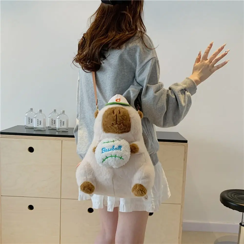 Portable Large Capacity Capybara Plush Backpack Soft Animal Doll Capybara School Bag Sport Handbag Kawaii Knapsack Outdoor